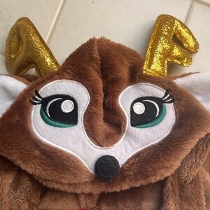 Dog Christmas Reindeer outfit with Gold Antlers. Sz L